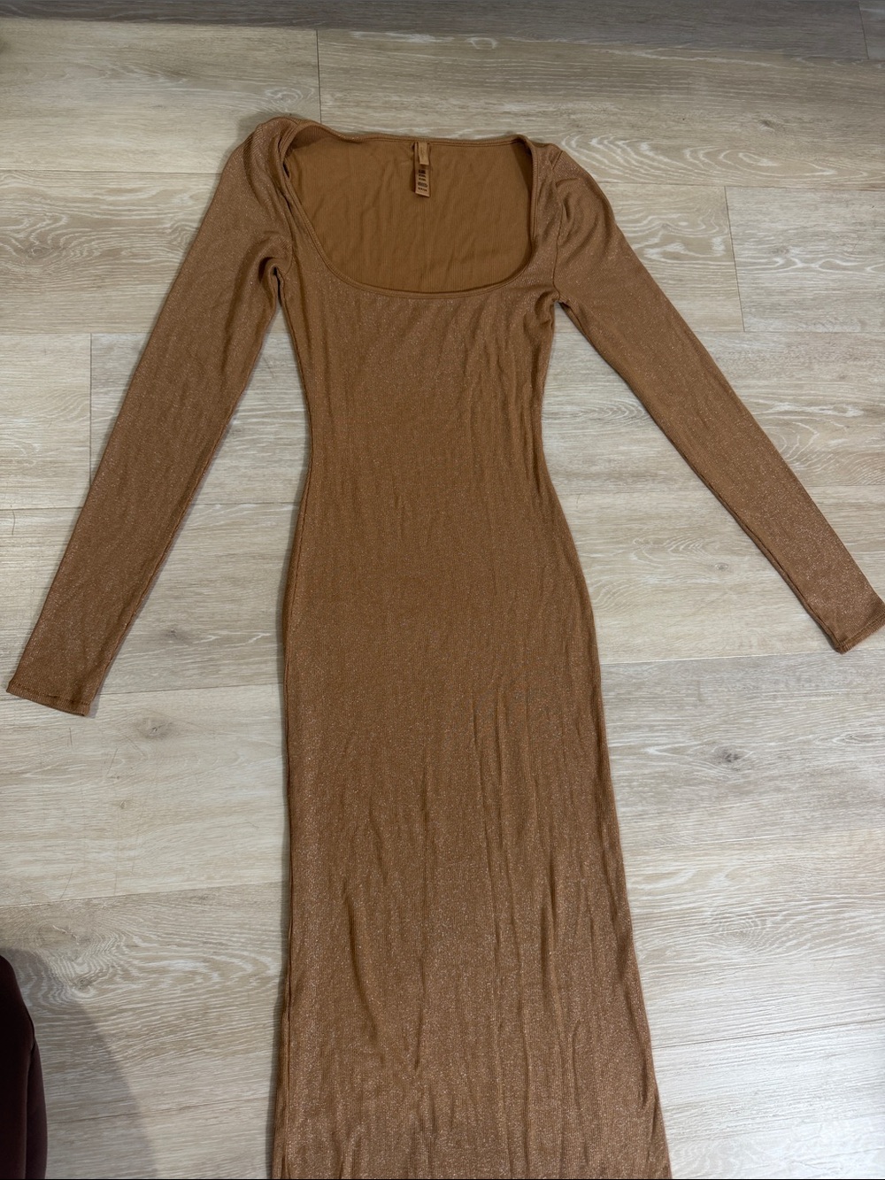 Skims Brown Sparkle Longsleeve Maxi Dress
